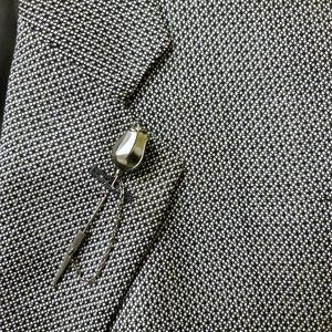 BRIONI Sterling Silver 925 Lapel Tie Stick Suit Pin Gunmetal Rose Bud Minimalist